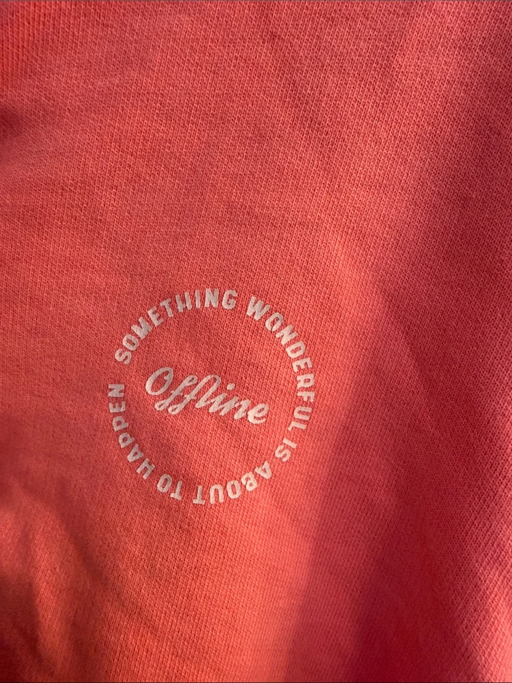 aerie Coral Pink Cropped Henley Sweatshirt
